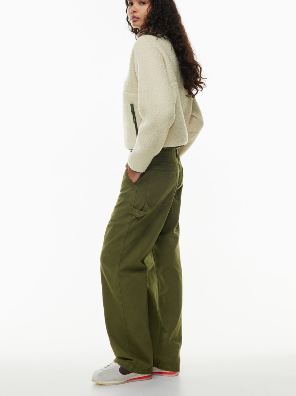 TNA Olive Green Wide-Leg Utility Jeans size 2